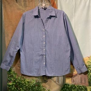 Blue Generation plaid V-neck button down shirt